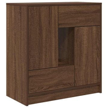 Vidaxl Komoda s predali in vrati, rjavega hrasta, 70,5x34x74,5 cm