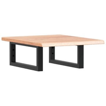 Vidaxl Stenska polica za umivalnik jeklo in trdna hrastovina