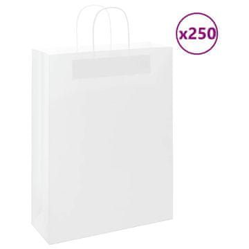 Vidaxl vidaXL Papirnate vrečke 250 kosov z ročaji bele barve 32 x 12 x 42 cm