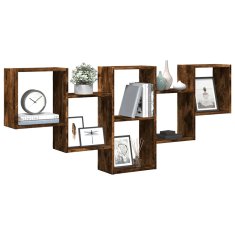 Vidaxl Stenska polica dimljeni hrast 159x18x66 cm inženirski les