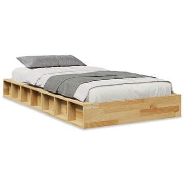 Vidaxl posteljni okvir brez vzmetnice 90x190 cm masivni les hrast
