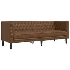 Vidaxl Komplet Chesterfield kavčev 2-delna rjavo umetno usnje