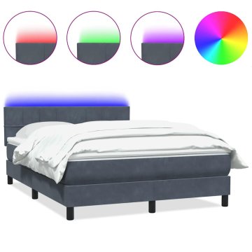 Vidaxl Box spring postelja z vzmetnico temno siva 140x210 cm žamet