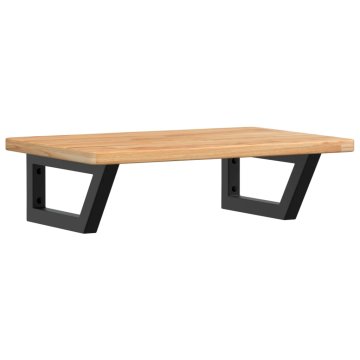 Vidaxl Stenska polica za umivalnik jeklo in trdna hrastovina