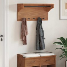 Vidaxl Stenski obešalnik za plašče SANDNES 87x30x42 cm les borovega