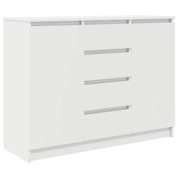 Vidaxl Komoda s predali bela 100,5x35x76 cm inženirski les