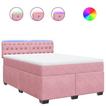Vidaxl Box spring postelja z vzmetnico roza 140x190 cm žamet