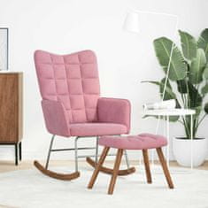 Vidaxl Gugalni stol s stolčkom Pink Velvet