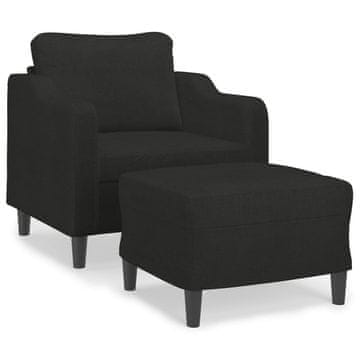 Vidaxl Fotelj s stolčkom za noge črn 60 cm blago