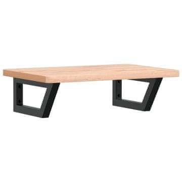 Vidaxl Stenska polica za umivalnik jeklo in trdna bukovina