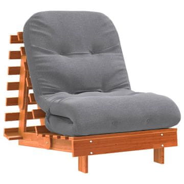 Vidaxl Futon z ležiščem voščeno rjava 70x206x11 cm trdna borovina