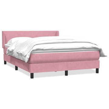 Vidaxl Box spring postelja z vzmetnico roza 160x210 cm žamet