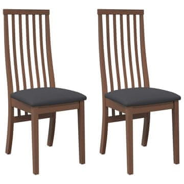 Vidaxl Jedilni stoli z blazinami 2 kosa Brown Solid Wood Rubber