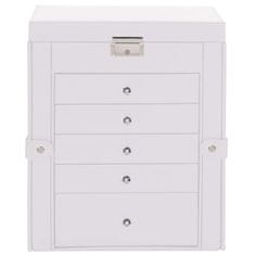 Vidaxl Jewellery Box 6-Layer z ogledalom zaklenljiv Bela