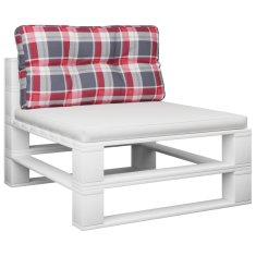 Vidaxl Blazina za kavč iz palet rdeča karo 80x40x12 cm