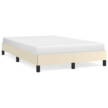 Vidaxl posteljni okvir brez vzmetnice krem 120x190 cm umetno usnje