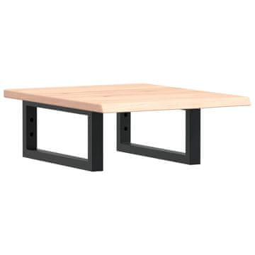 Vidaxl Stenska polica za umivalnik jeklo in trdna hrastovina