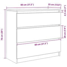 Vidaxl Komoda artisan hrast 80x35x76 cm inženirski les