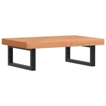 Vidaxl Stenska polica za umivalnik jeklo in trdna bukovina