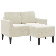 Vidaxl 2-sedežni kavč z ležiščem v obliki črke L, kremast 125 cm žamet