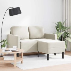 Vidaxl 2-sedežni kavč z ležiščem v obliki črke L, kremast 125 cm žamet