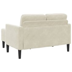 Vidaxl 2-sedežni kavč z ležiščem v obliki črke L, kremast 125 cm žamet