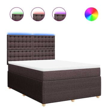 Vidaxl Box spring postelja z vzmetnico temno rjav 140x190 cm blago