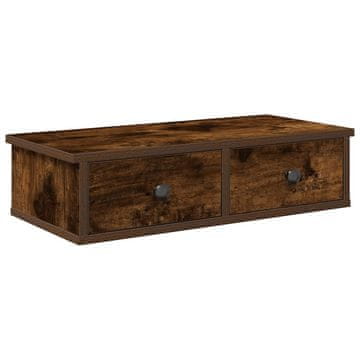Vidaxl Stenska polica s predali dimljen hrast 60x28x15 cm inž. les