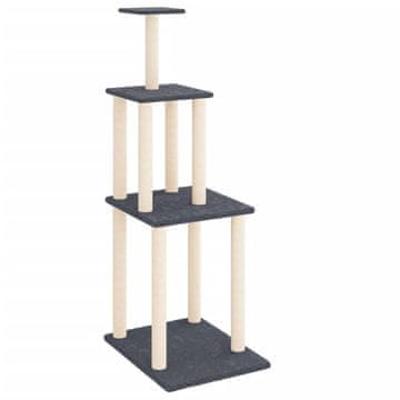 Vidaxl Mačje drevo s praskalniki iz sisala temno sivo 149 cm