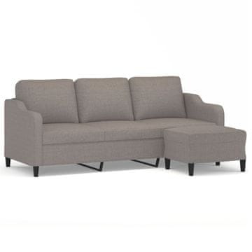 Vidaxl Kavč trosed s stolčkom za noge taupe 180 cm blago