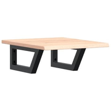 Vidaxl Stenska polica za umivalnik jeklo in trdna hrastovina