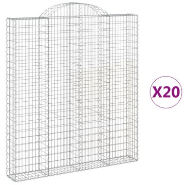 Vidaxl Obokane gabion košare 20kosov 200x30x220/240cm pocinkano železo