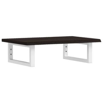 Vidaxl Stenska polica za umivalnik jeklo in trdna hrastovina