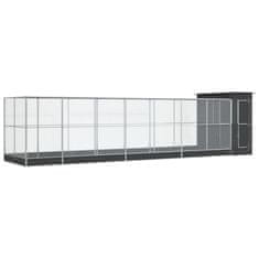 Vidaxl Voliera s podaljškom srebrna 830x203x216 cm jeklo