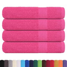 Vidaxl Brisače 4 kos roza 100x200 cm 360 gsm 100% bombaž