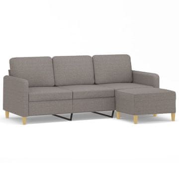 Vidaxl Kavč trosed s stolčkom za noge taupe 180 cm blago