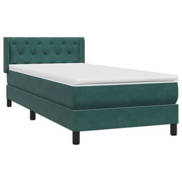 Vidaxl Box spring postelja z vzmetnico temno zelena 80x220 cm žamet