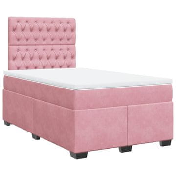 Vidaxl Box spring postelja z vzmetnico roza 120x200 cm žamet