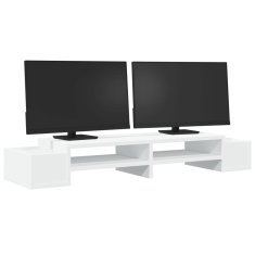 Vidaxl Stojalo za zaslon s predelki bela 100x27x15 cm inženirski les