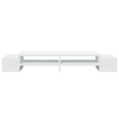 Vidaxl Stojalo za zaslon s predelki bela 100x27x15 cm inženirski les