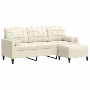 Vidaxl Trosed s stolčkom za noge krem 180 cm žamet