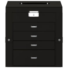Vidaxl Jewellery Box 5-Layer z ogledalom zaklenljivo črno