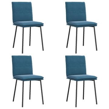 Vidaxl Jedilni stoli 4 kosi moder žamet