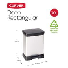 Vidaxl Koš za smeti s pedalom Deco pravokoten 30 L srebrn