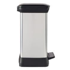 Vidaxl Koš za smeti s pedalom Deco pravokoten 30 L srebrn