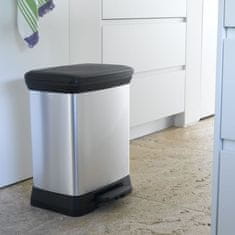 Vidaxl Koš za smeti s pedalom Deco pravokoten 30 L srebrn