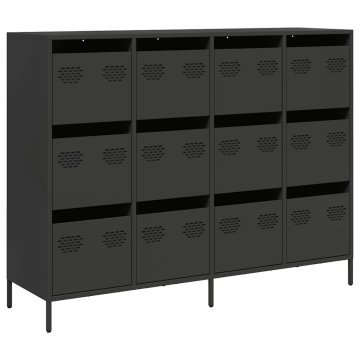 Vidaxl Komoda črna 135x39x103,5 cm hladno valjano jeklo