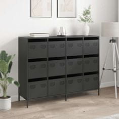 Vidaxl Komoda črna 135x39x103,5 cm hladno valjano jeklo