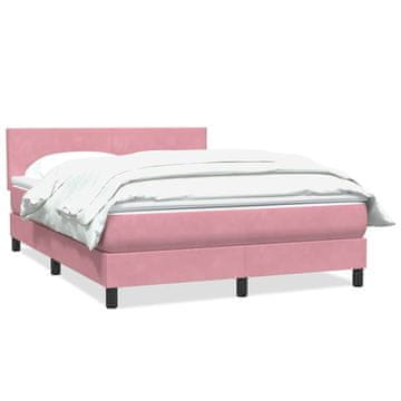 Vidaxl Box spring postelja z vzmetnico roza 140x210 cm žamet