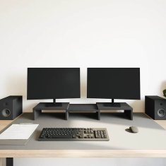 Vidaxl Stojalo za monitor nastavljivo črna hrast 60x24x10,5cm inž. les